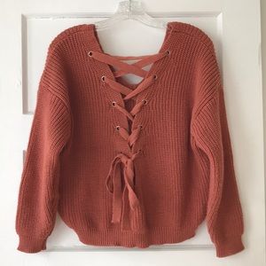 Fall Cropped Laceup Sweater